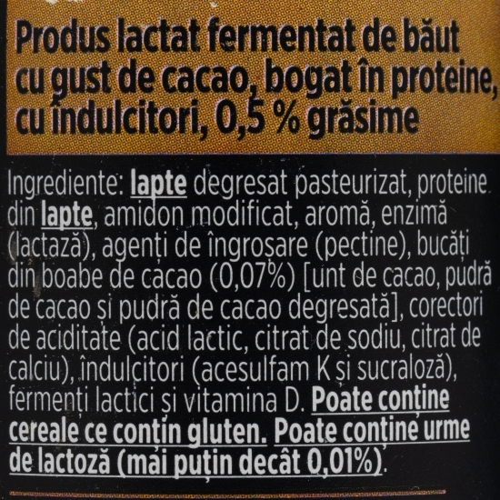 Iaurt de băut proteic cu gust de stracciatella, fără lactoză și fără zahăr adăugat 300g