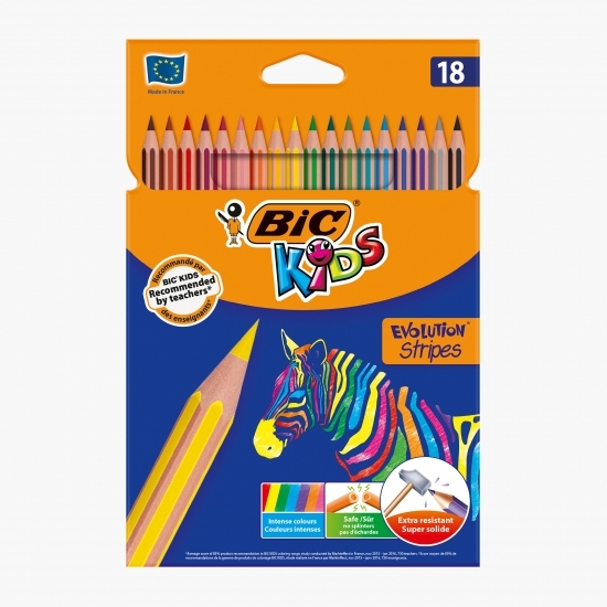 Creioane colorate Kids Evolution Stripes 18 buc