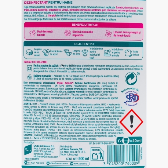 Dezinfectant pentru haine, 0.5l