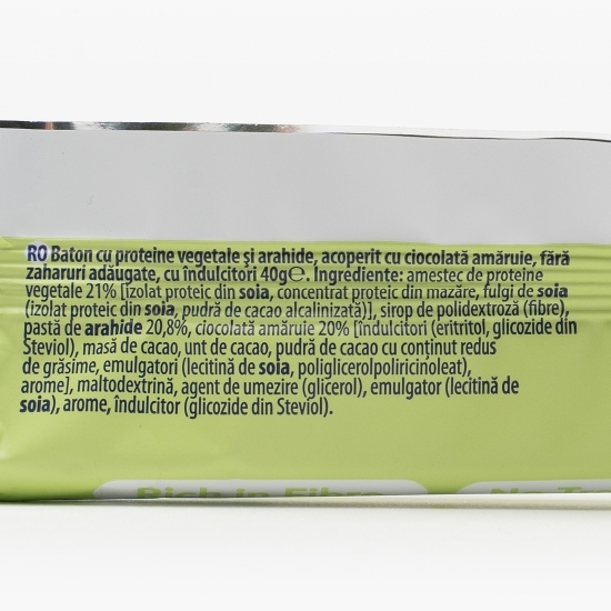Baton proteic vegan cu arahide și ciocolată neagră 40g