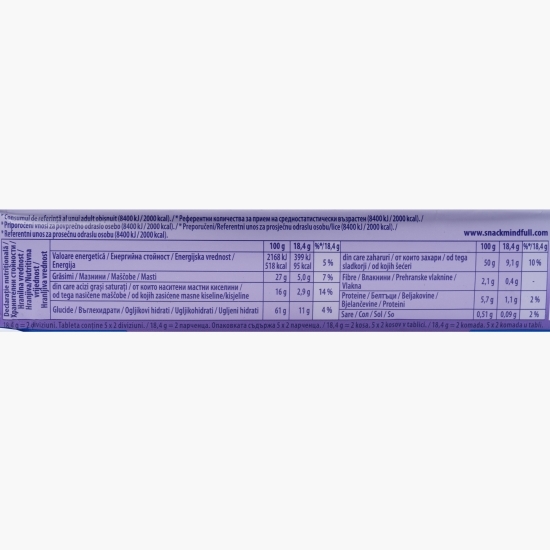 Ciocolată sandwich cu lapte și biscuiți 92g