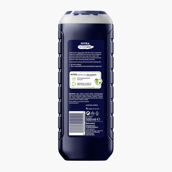 Gel de duș pentru bărbați Deep Clean 3în1, pentru corp, față și păr, ediție limitată Real Madrid 500ml