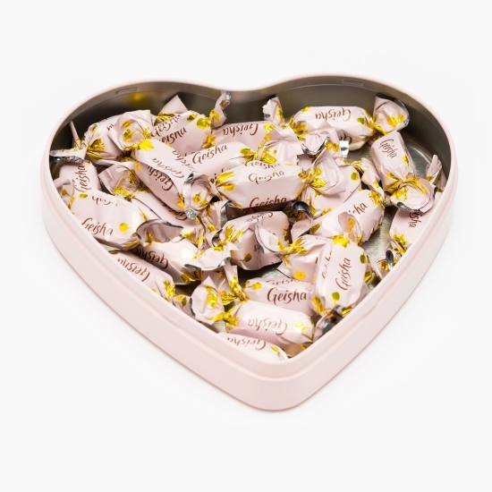 Bomboane de ciocolată cu lapte și cremă de alune Geisha (cutie inimă) 158g