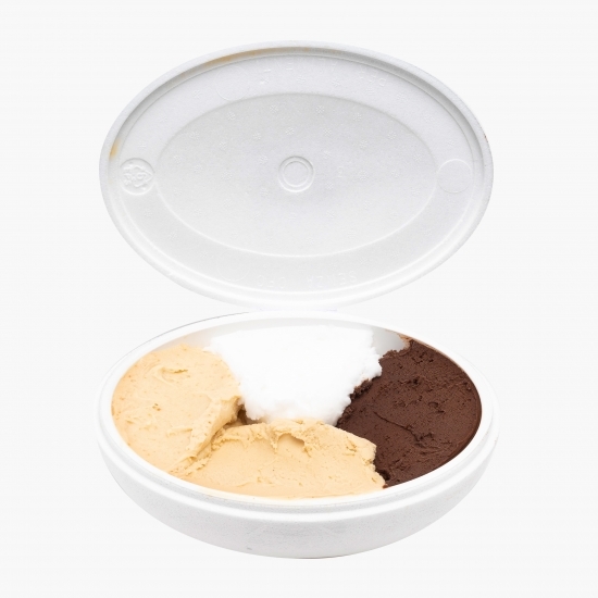 Înghețată italiană artizanală (gelato) ciocolată, alune pădure Piemonte, arahide sărate, lămâie, fără zahăr și vegan 1kg