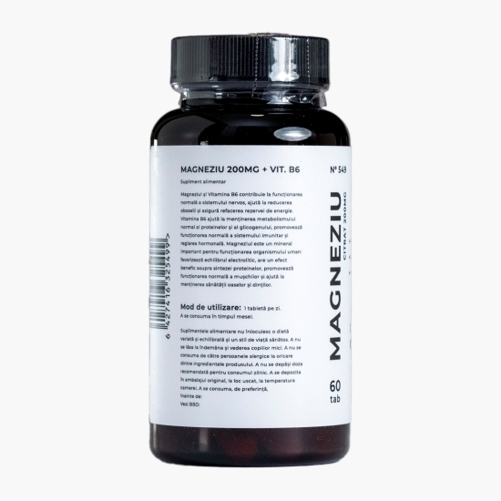 Magneziu citrat 200mg și Vitamina B6, 60 tablete