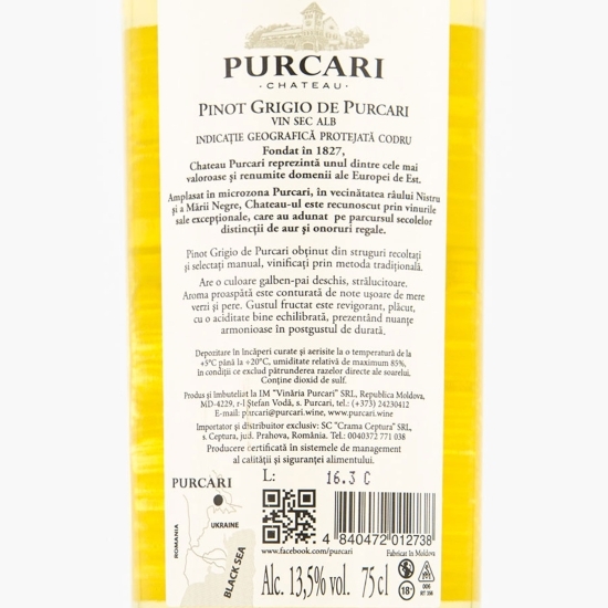 Vin alb sec Pinot Grigio, 13.5%, 0.75l