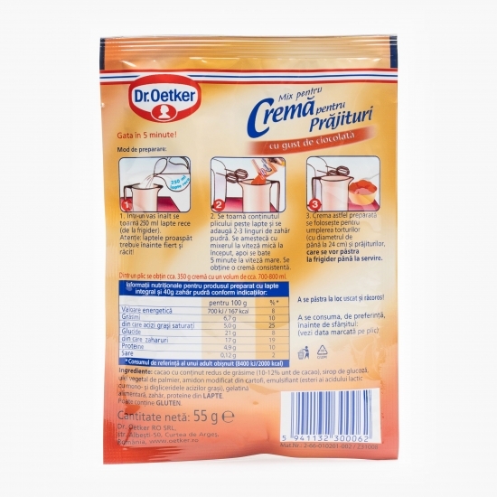 Mix de cremă pentru prăjituri cu gust de ciocolată 55g
