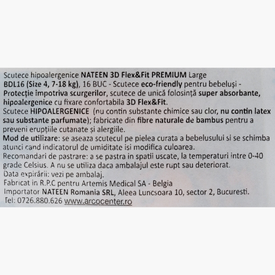 Scutece hipoalergenice Flex&Fit Premium, mărimea 4, 7-18kg, 16 buc