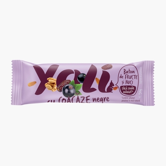 Baton de fructe și nuci cu coacăze negre, fără zahăr adăugat 30g