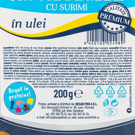 Cocktail fructe de mare cu surimi în ulei 200g