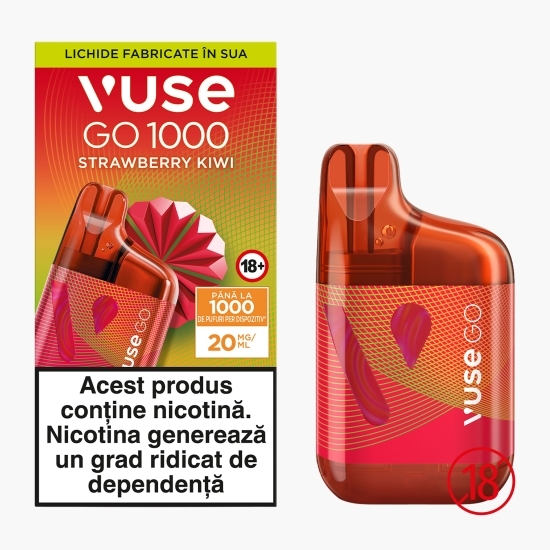 Țigară electronică GO 1000 Strawberry Kiwi, 20mg/ml