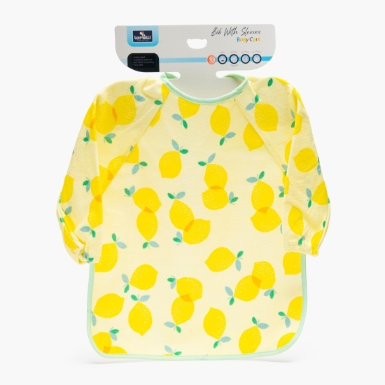 Bavetă cu mâneci lungi, bumbac și peva, 41x34 cm, unisex, +6 luni
