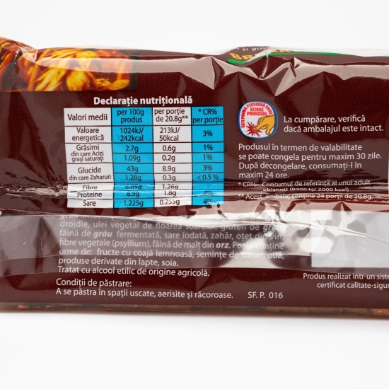 Toast integral cu făină măciniș 500g