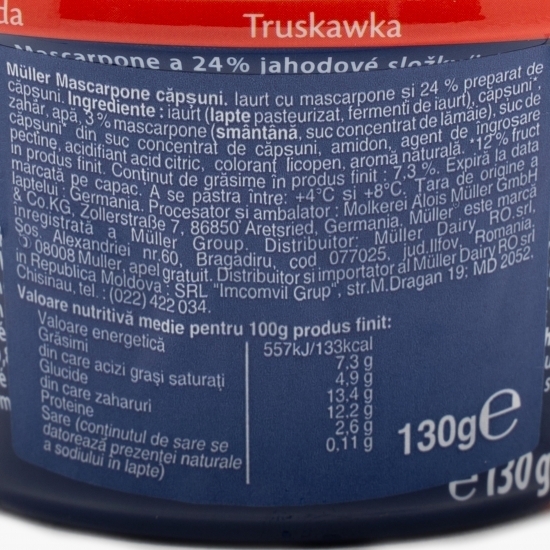 Iaurt cu mascarpone și căpșuni 130g