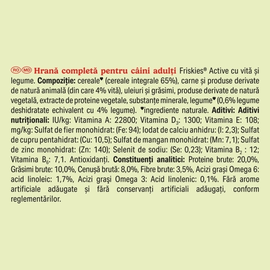 Hrană uscată pentru câini adulți, 2.4kg, Active cu vită și legume