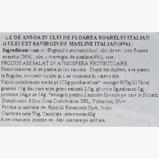 File de anșoa în ulei 100% italian Cantabriche 70g