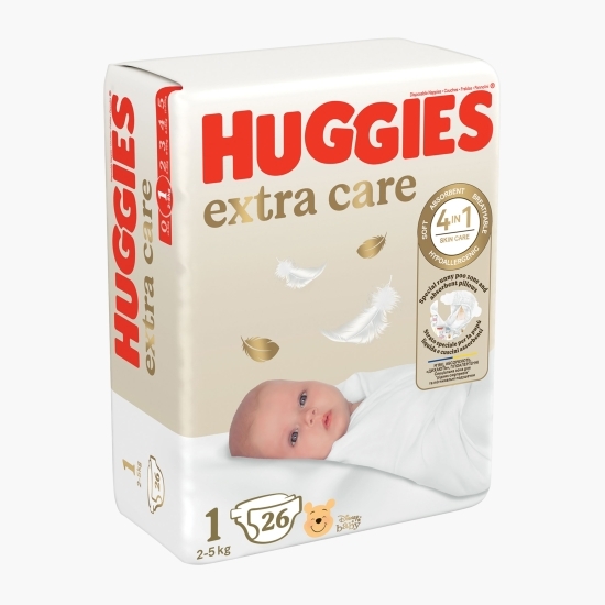 Scutece Extra Care mărimea 1, 2-5kg, 26 buc
