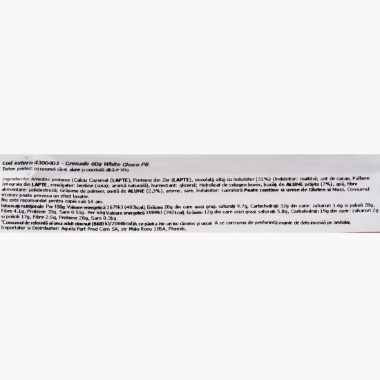 Baton proteic cu arahide sărate, caramel și ciocolată albă White Choco 60g