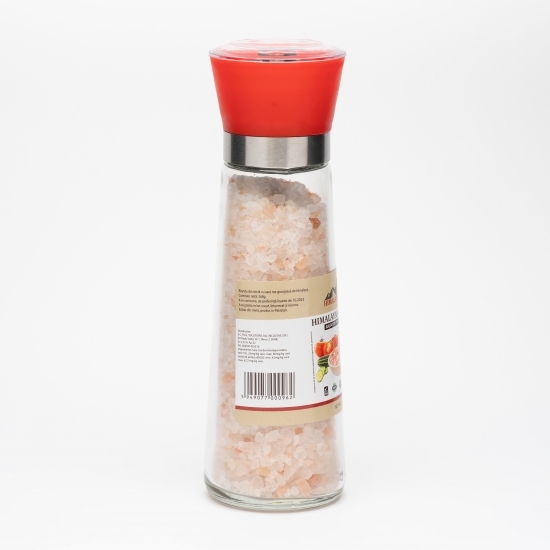 Râșniță din sticlă cu sare roz grunjoasă de Himalaya 368g