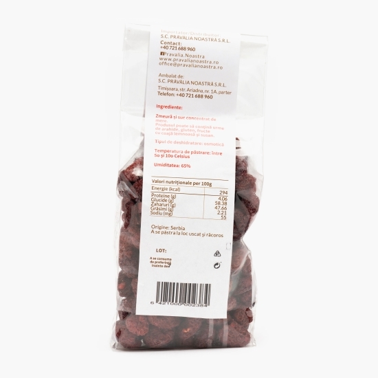 Zmeură deshidratată infuzată în suc de mere, fără zahăr 200g