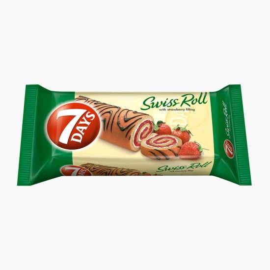 Ruladă elvețiană cu umplutură de căpșuni și vanilie 200g