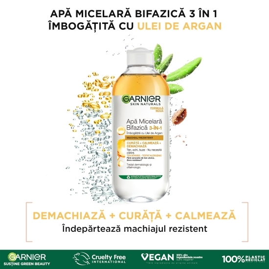 Apă micelară bifazică ulei de argan travel size 100ml