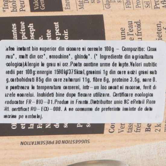 Cafea instant eco superior din cicoare și cereale 100g