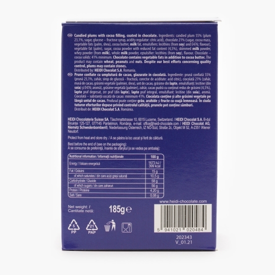 Prune glazurate în ciocolată amăruie 185g