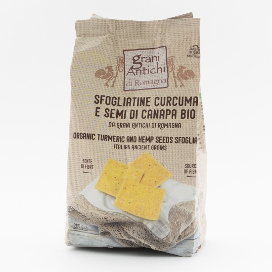 Crackers eco fără drojdie din grâu antic turmeric cânepă și ulei de măsline 200g