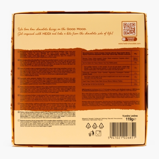 Praline din ciocolată cu lapte cu umplutură de praline și alune de pădure întregi caramelizate, 119g