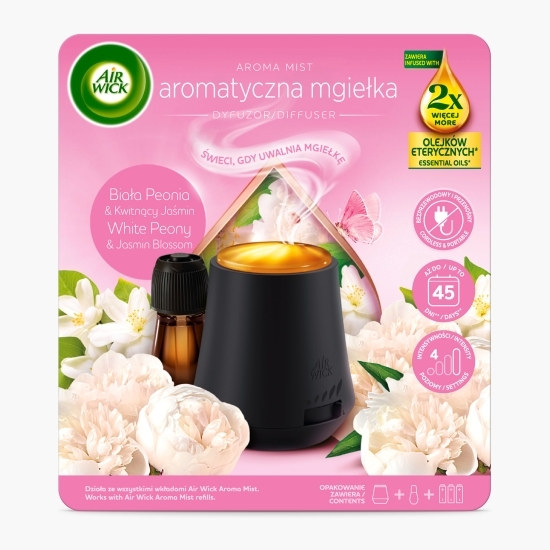 Difuzor de parfum cu uleiuri esențiale Aroma Mist Bujor Alb și Flori de Iasomie, 20ml