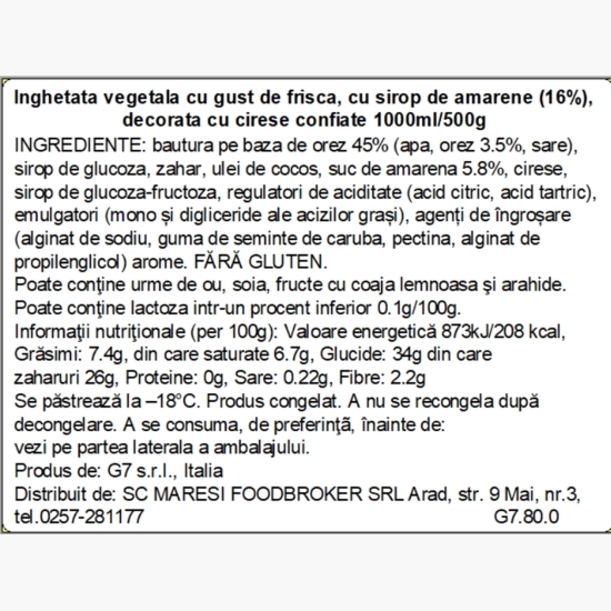 Înghețată vegetală cu cireșe Cherry Affogato 1l (500g)