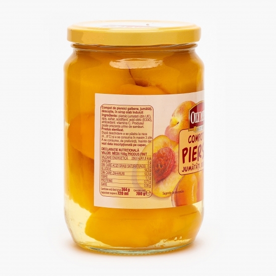 Compot de piersici decojite, în sirop slab îndulcit 700g