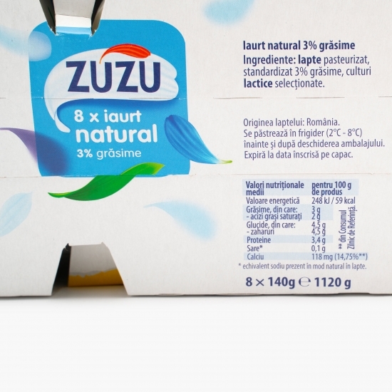 Pachet 7+1 iaurt natural 3% grăsime, 8x140g