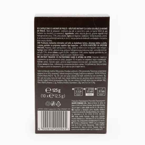Cappuccino cu aromă de frișcă 10x12.5g, băutură instant 