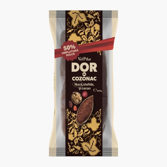 Cozonac cu nucă, stafide și cacao 600g