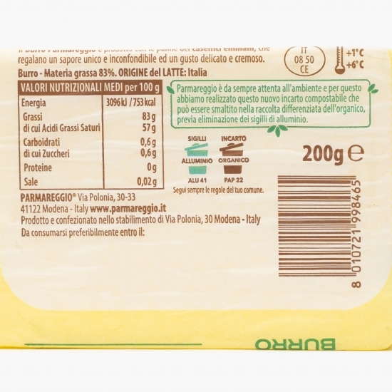 Unt din lapte de vacă pasteurizat min. 83% grăsime 200g
