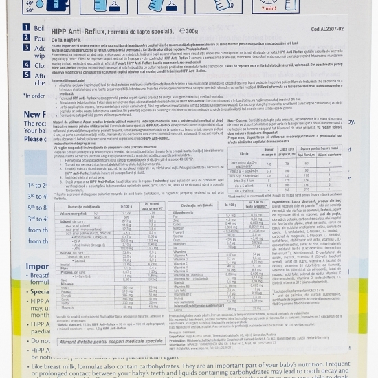 Formulă de lapte praf specială, Anti-Reflux AR, +0 luni, 300g