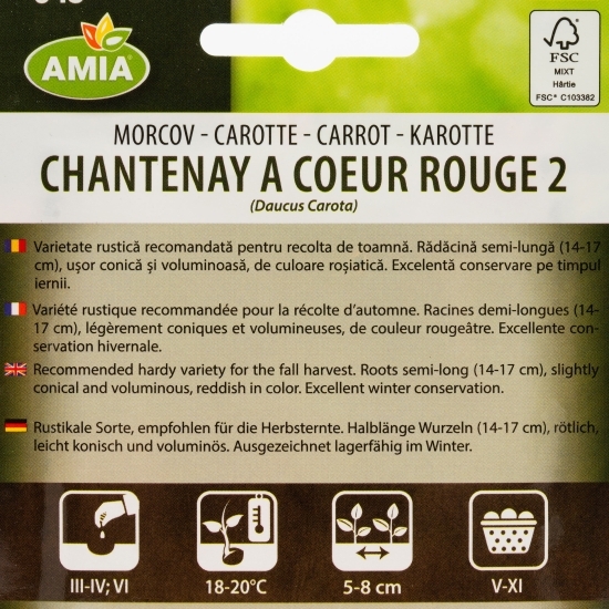 Semințe morcov Chantenay a coeur rouge 2, 3.5g