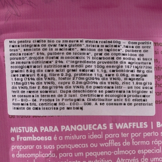 Mix pentru clătite și vafe eco cu zmeură și sfeclă roșie 400g