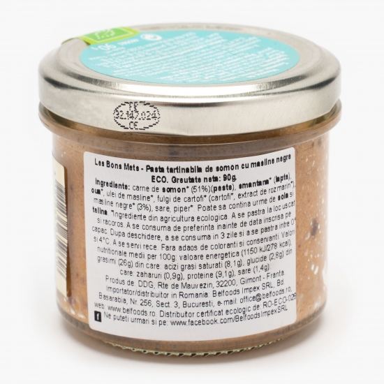 Pastă tartinabilă de somon cu măsline negre eco 90g