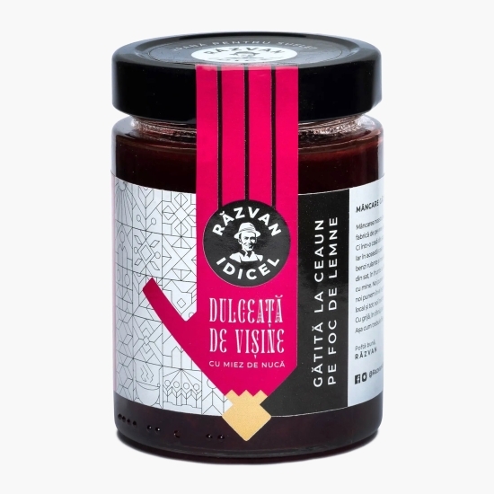 Dulceață de vișine cu miez de nucă gătită la ceaun pe foc de lemne 380g