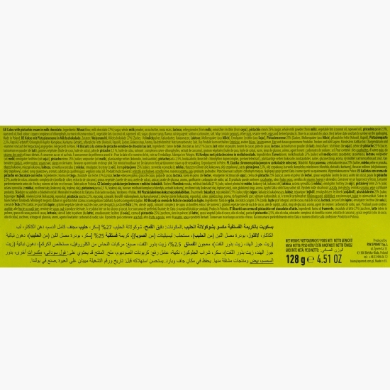 Biscuiți cookies cu ciocolată cu lapte și cremă de fistic 128g