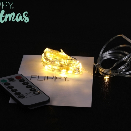 Instalație Crăciun, 2m, 20 LED-uri, multicolor, telecomandă 8 funcții, USB, fir cupru, liniar