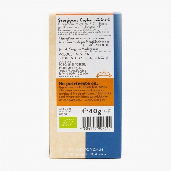 Scorțișoară Ceylon măcinată eco 40g