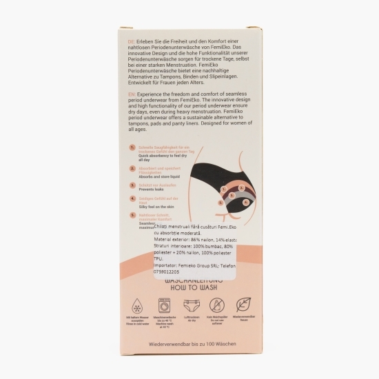 Chiloți menstruali fără cusături, flux moderat, mărimea M