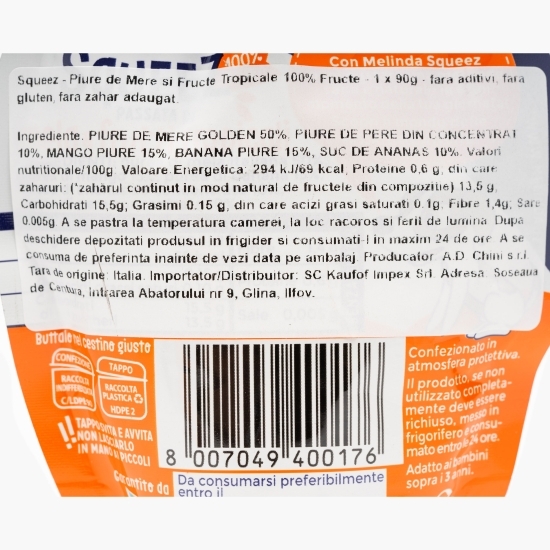 Squeez piure de mere și fructe tropicale 90g