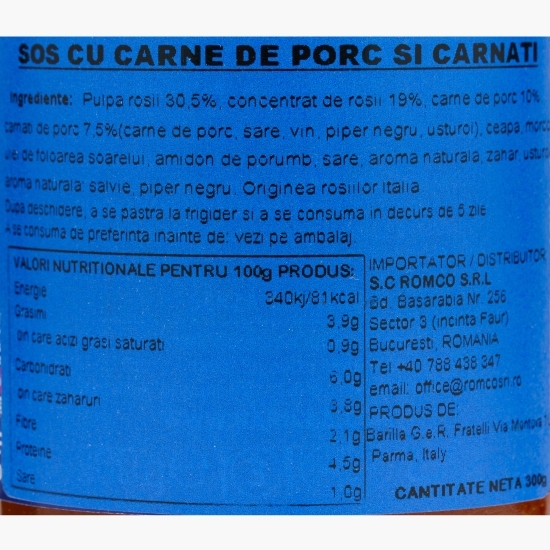Sos cu carne de porc și cârnați Salsiccia 300g
