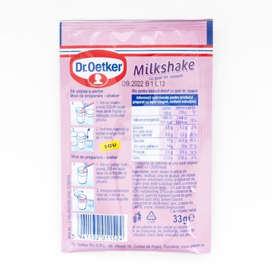 Mix pentru băutură desert milkshake cu gust de căpșuni 33g 