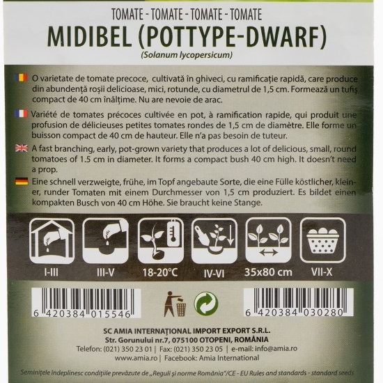 Semințe de tomate Mididel Pottype 0.4g